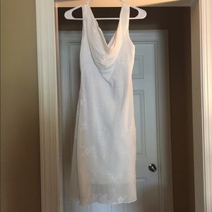 White cowl neck dress
